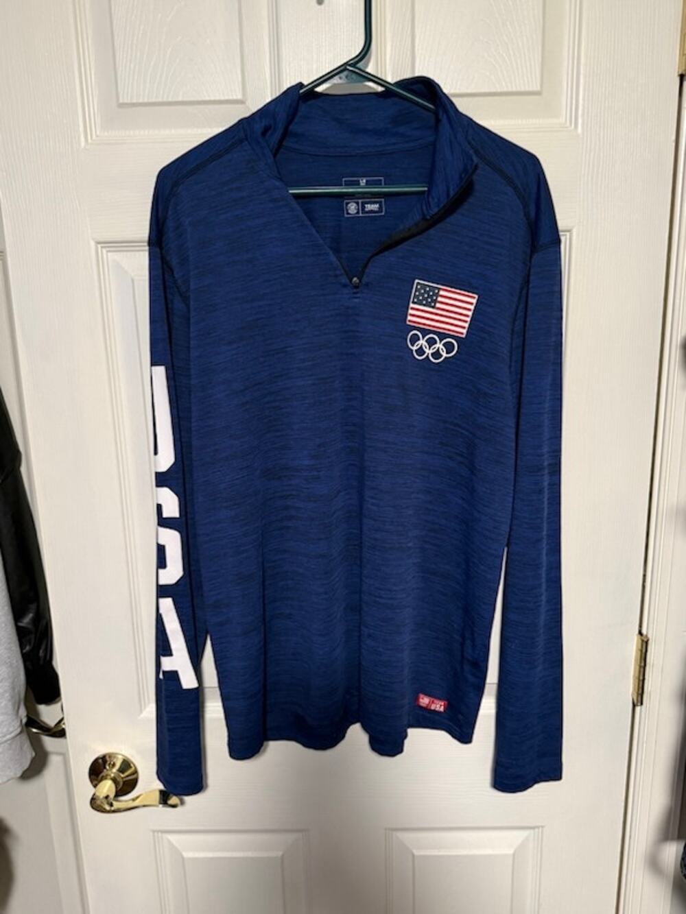 Team USA Olympics Blue Athletic Pullover- Men's Large